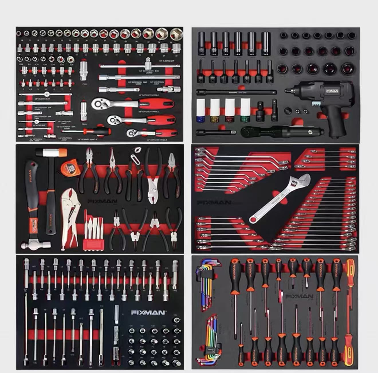 FIXMAN 234 Pcs Tool EVA Foam Tray Set, Auto Repair Tool Drawer Organizer Liner 53039030mm (Tool Cart
